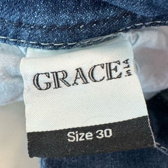 Grace In LA Women's Blue Patchwork Jeans - Picture 10 of 15
